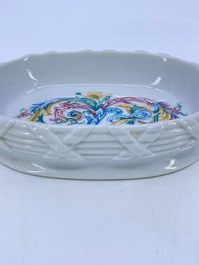 vintage palais de versailles oval porcelain soap dish vibrant floral pattern